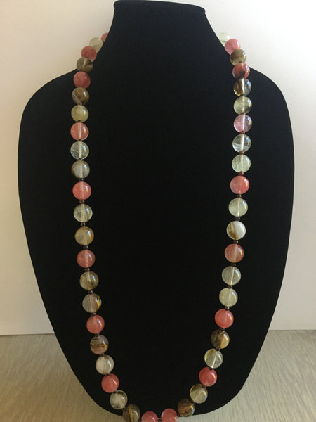Watermelon Quartz Beads Necklace & Earrings Set
