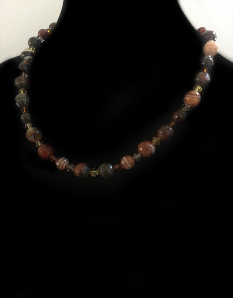 Red Brown Howlite & Glass Composite Bead Necklace