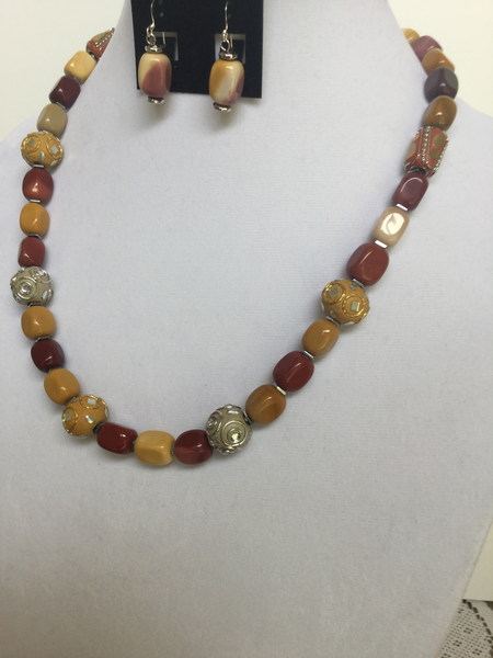 Yellow Jasper Nuggets & Clay Beads Necklace
