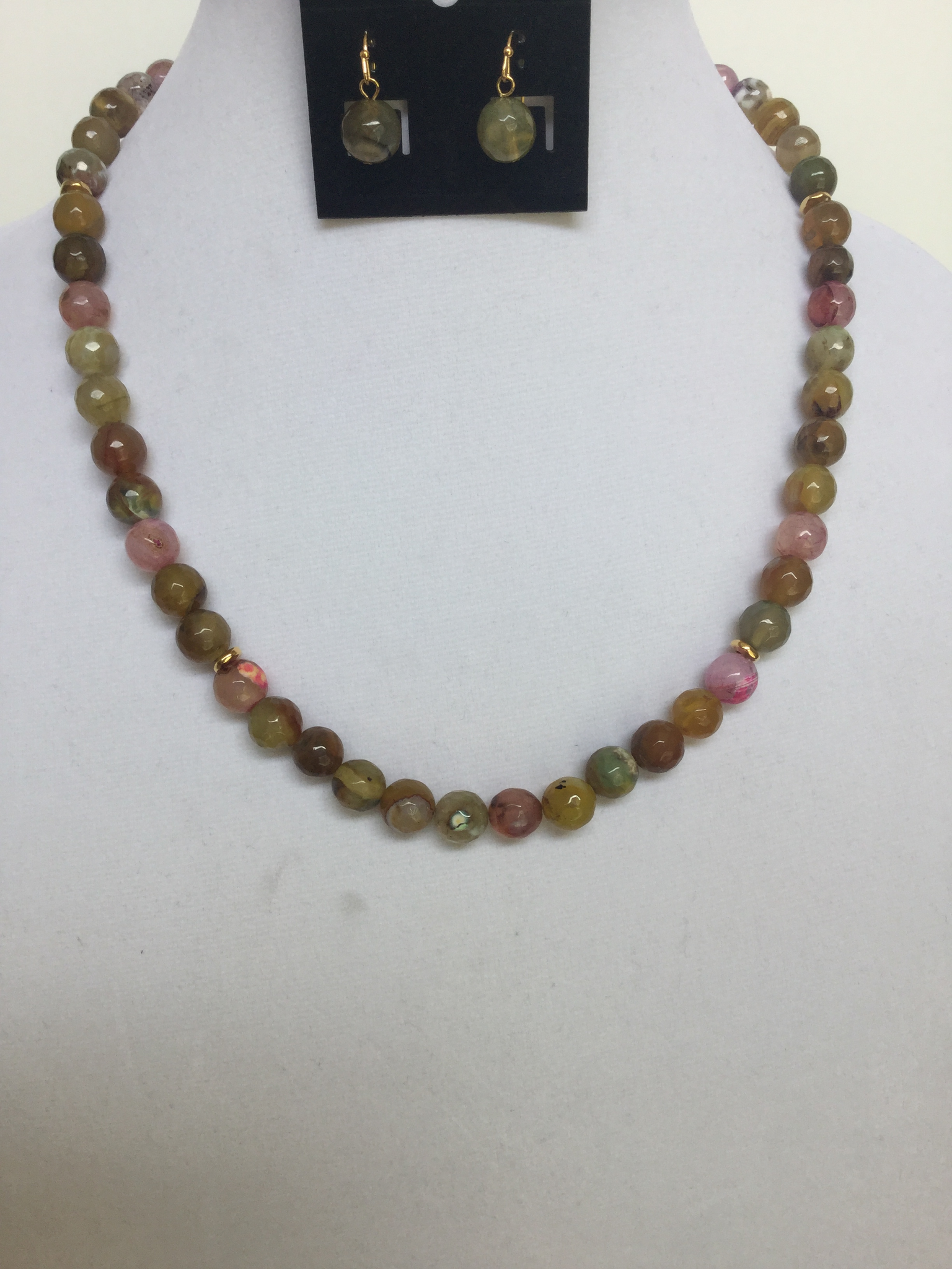 Multi-Color Round Faceted Agate Necklace