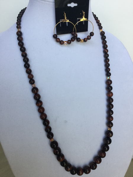 Red Tiger Eye Graduated Necklace