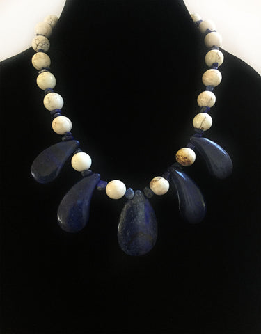 Lapis & Howlite Gemstone Necklace