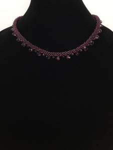 Purple Red Quartz Kumihimo Necklace