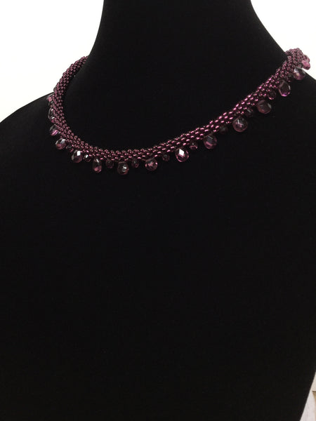 Purple Red Quartz Kumihimo Necklace