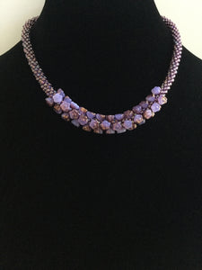 Bronzed Lilac Flower Bead Necklace