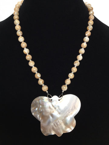 Butterfly-Shaped Mother of Pearl Pendant Necklace