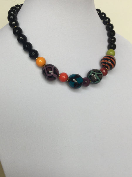 Tagua Nut and Onyx Necklace