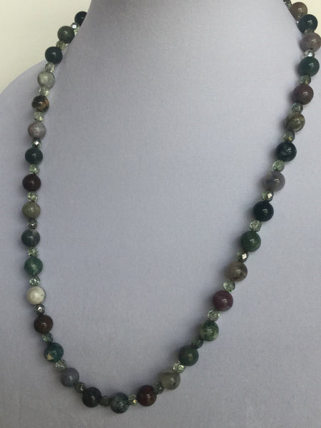 Fancy Jasper w/Czech Green Beads Necklace