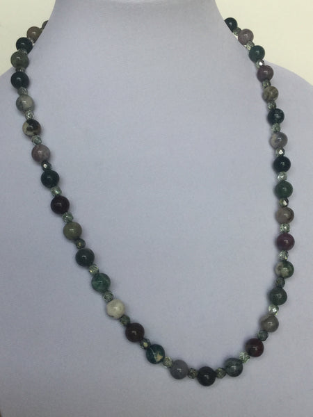 Fancy Jasper w/Czech Green Beads Necklace