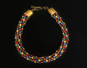 Red, Blue, Gold, Olive Bracelet