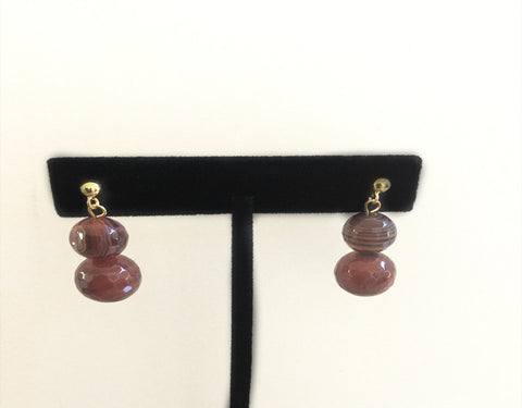 Red Brown Howlite & Glass Composite Bead Earrings